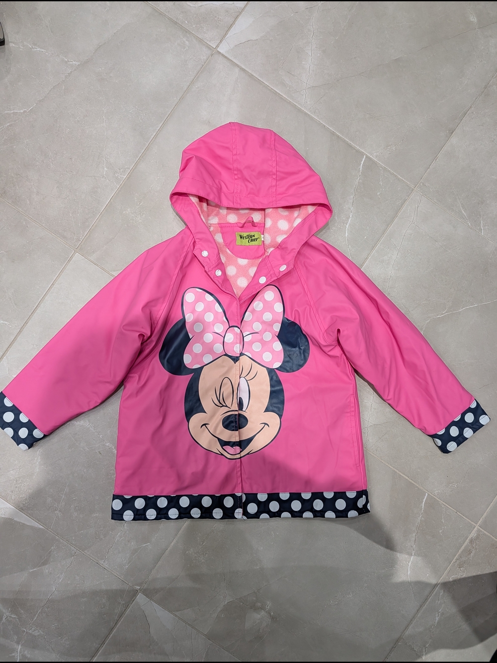 2/$25 Western Chief Minnie Mouse Pink Raincoat Girls Size 6X